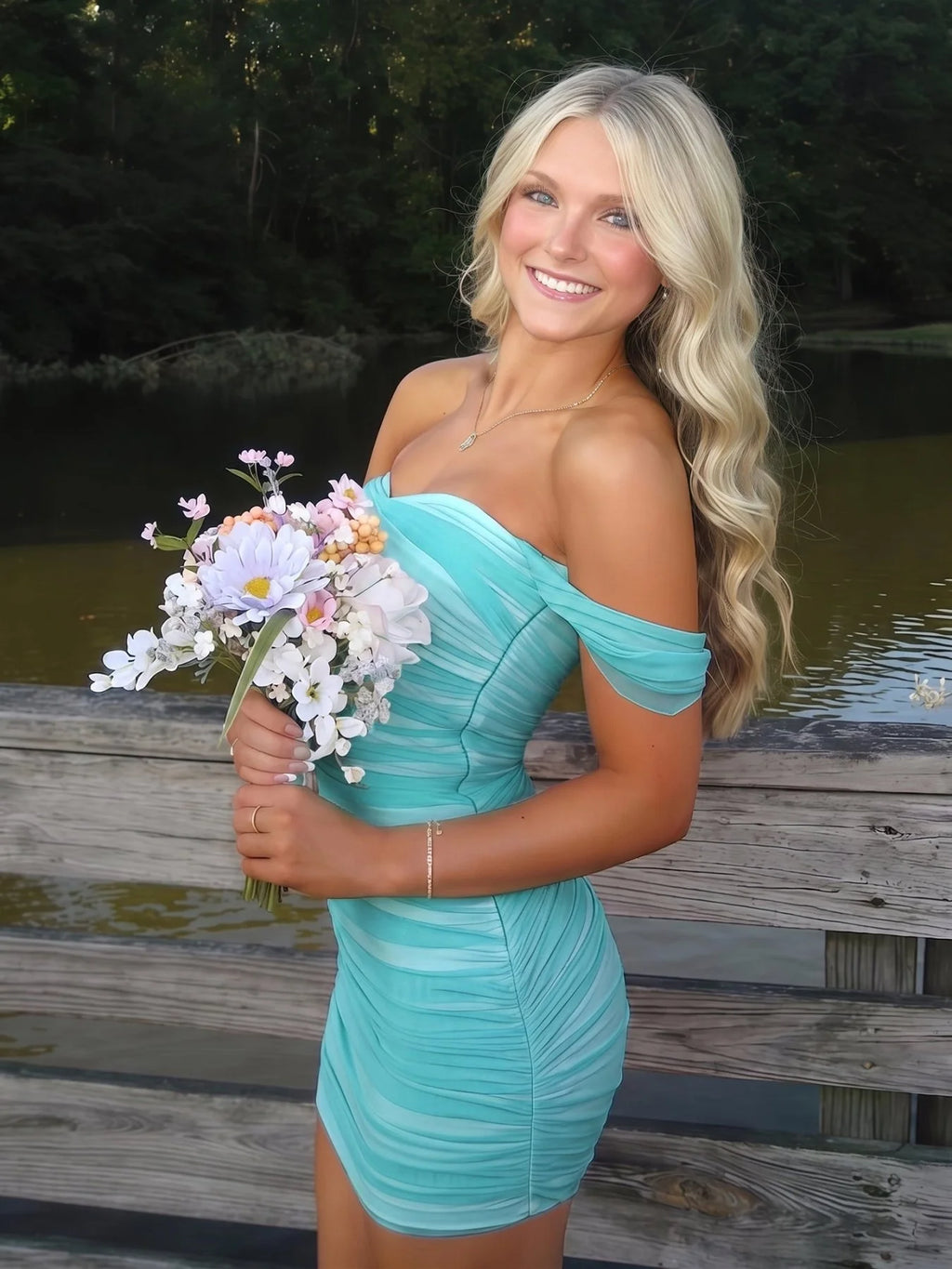 Pink Off The Shoulder Tulle Short Homecoming Dresses