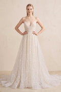 Beautiful A Line Spaghetti Straps Light Champagne Wedding Dress