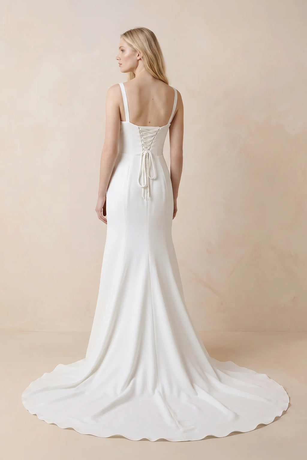 Simple Mermaid Square Neck Satin Wedding Dresses