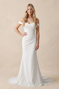 Elegant Mermaid Off the Shoulder Elastic Long Wedding Dresses