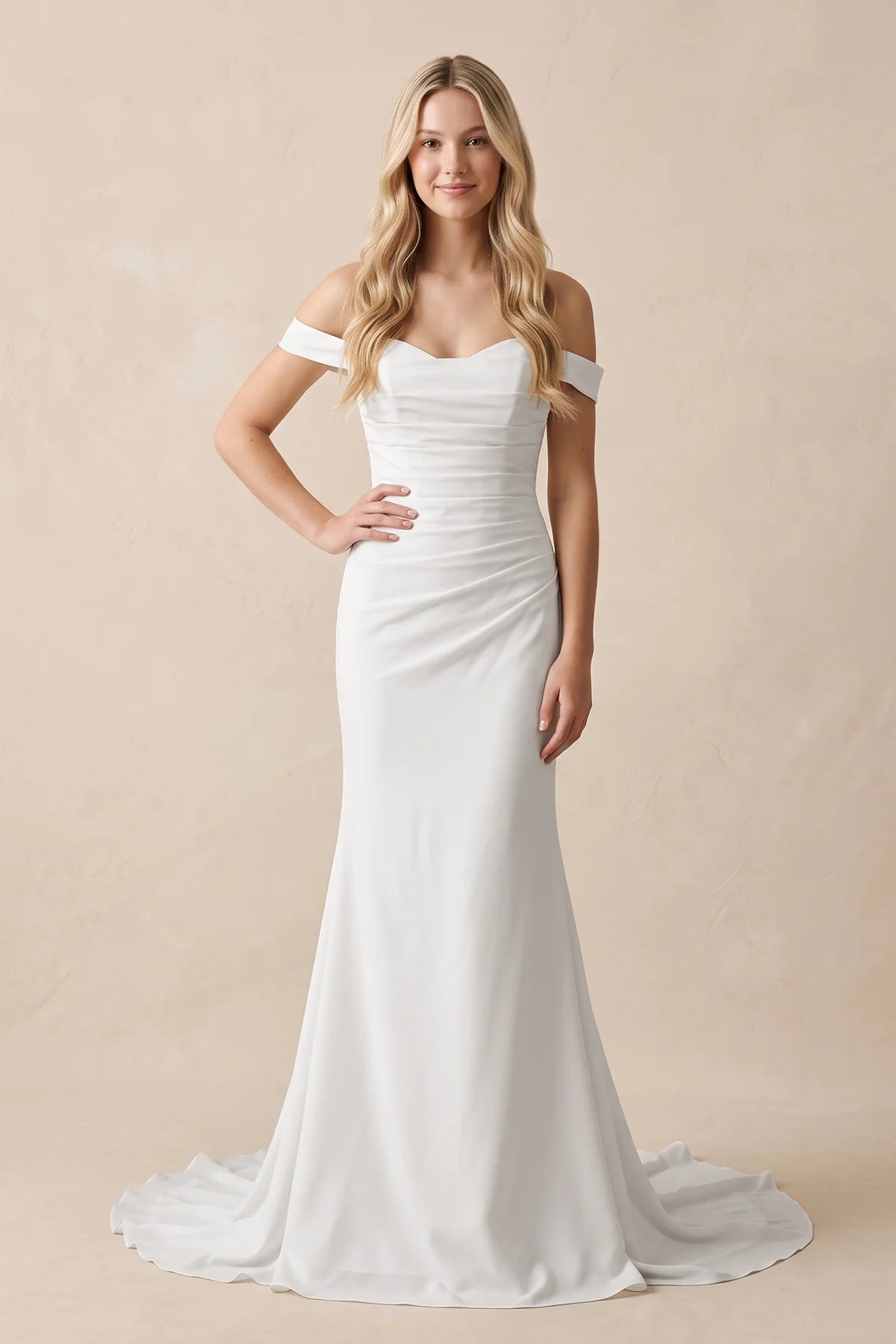Elegant Mermaid Off the Shoulder Elastic Long Wedding Dresses
