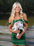 Pink Off The Shoulder Tulle Short Homecoming Dresses