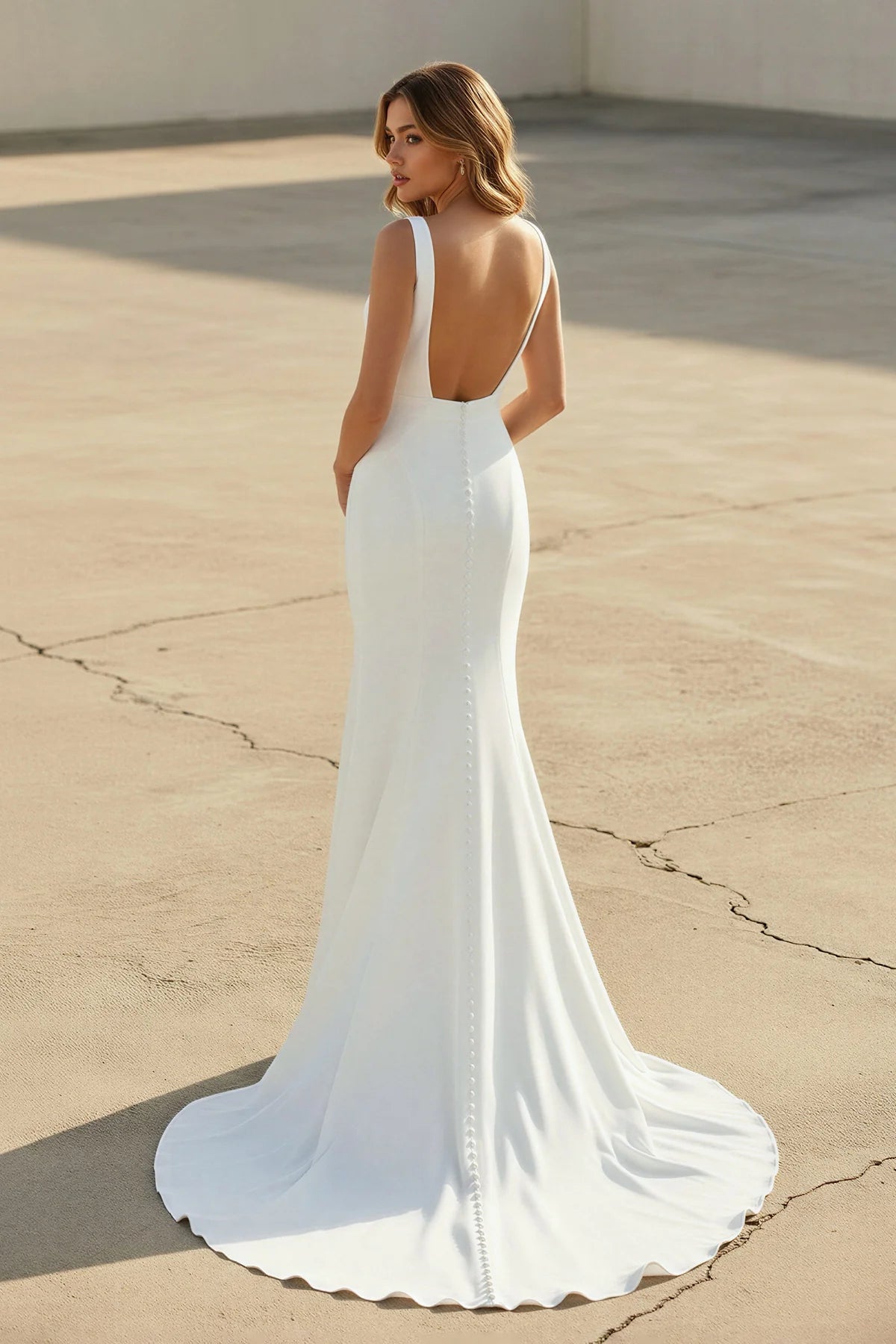 Bateau Neck Lace Cap Sleeve Mermaid Satin Chiffon Dress With Cowl Back