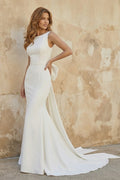 Simple Sleeveless Mermaid Wedding Dress With Sexy Bow