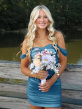Pink Off The Shoulder Tulle Short Homecoming Dresses