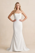 Mermaid Satin Sleeveless Wedding Dress With Sweep Train
