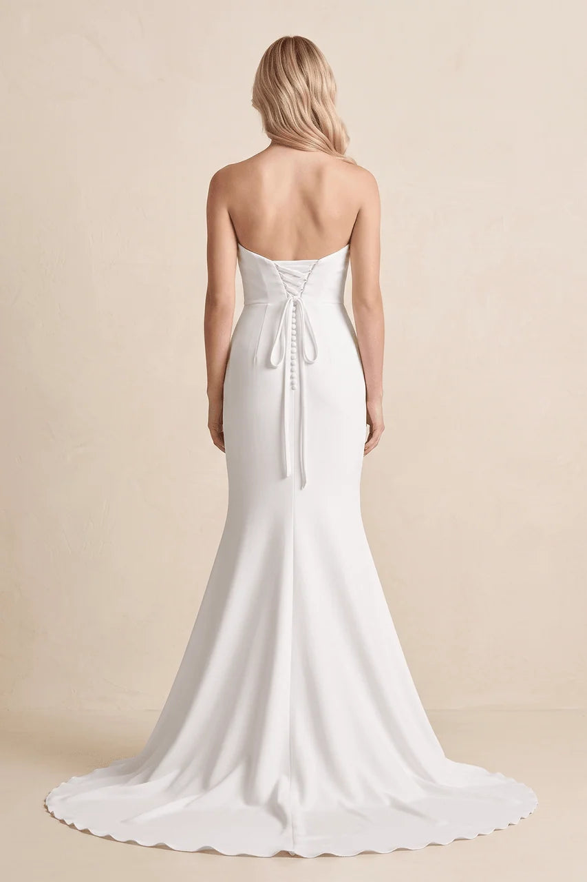 Mermaid Satin Sleeveless Wedding Dress With Sweep Train