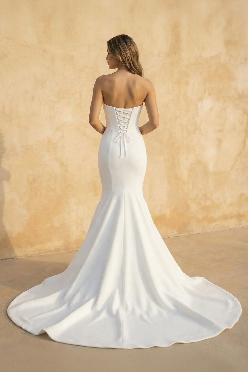 Simple Mermaid Strapless Satin Wedding Dresses