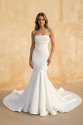 Simple Mermaid Strapless Satin Wedding Dresses