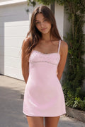 Spaghetti Straps Satin Sheath Homecoming Dress With Rhinestones
