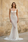 Sparkly A Line Sweetheart Mermaid Sequins Wedding Dresses